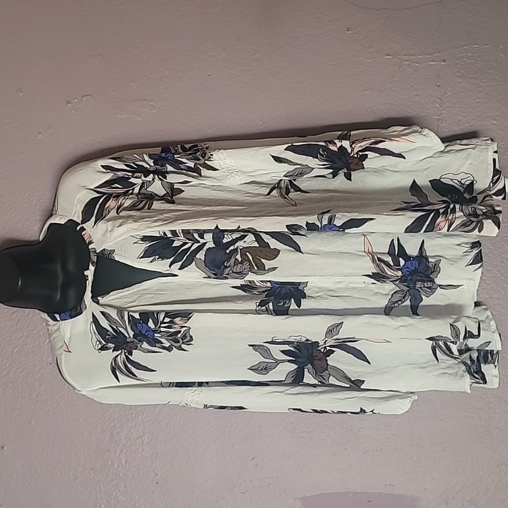Free People Black and White Floral Blouse